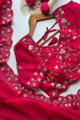 Goog Looking Fancy Saree With Designer Blouse