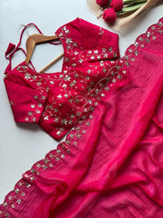 Goog Looking Fancy Saree With Designer Blouse
