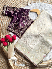 Goog Looking Fancy Saree With Designer Blouse