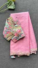 Goog Looking Fancy Saree With Designer Blouse