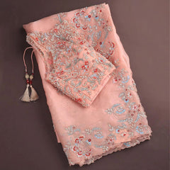 Baby Pink Fancy Saree With Designer Blouse