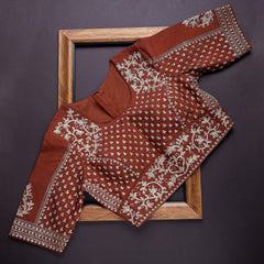 Brown Colour Fancy Saree With Designer Blouse