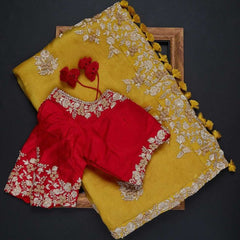 Goog Looking Fancy Saree With Designer Blouse
