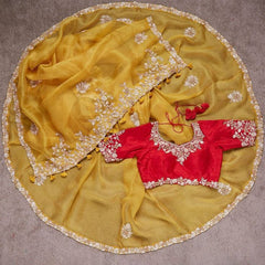 Goog Looking Fancy Saree With Designer Blouse