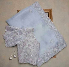 Gray Organza Silk Sequence Work Saree With Blouse