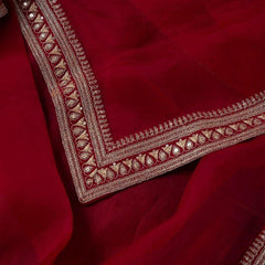 Breathtaking Maroon Organza Silk Saree With Designer Fancy Readymade Blouse.