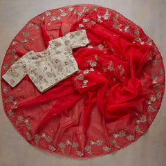 Goog Looking Fancy Saree With Designer Fancy Readymade Blouse.