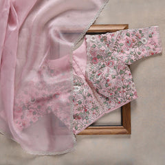 Baby Pink Colour Thread Work And Sequence Lace Border Designer Saree With Designer Fancy Readymade Blouse.