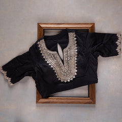 Classy Black Colour Embroidery Dorry Work Designer Saree With Designer Fancy Readymade Blouse.