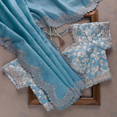 Goog Looking Fancy Saree With Designer Fancy Readymade Blouse.